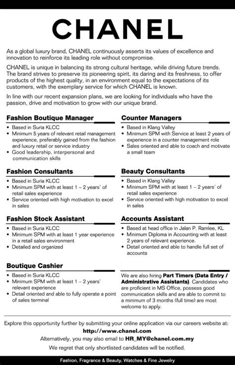 chanel hamburg jobs|Chanel advisor jobs.